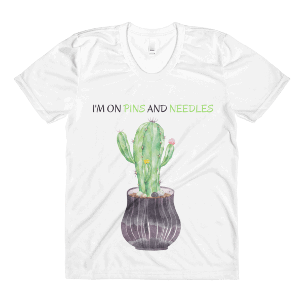T-shirt with succulent image and sign.