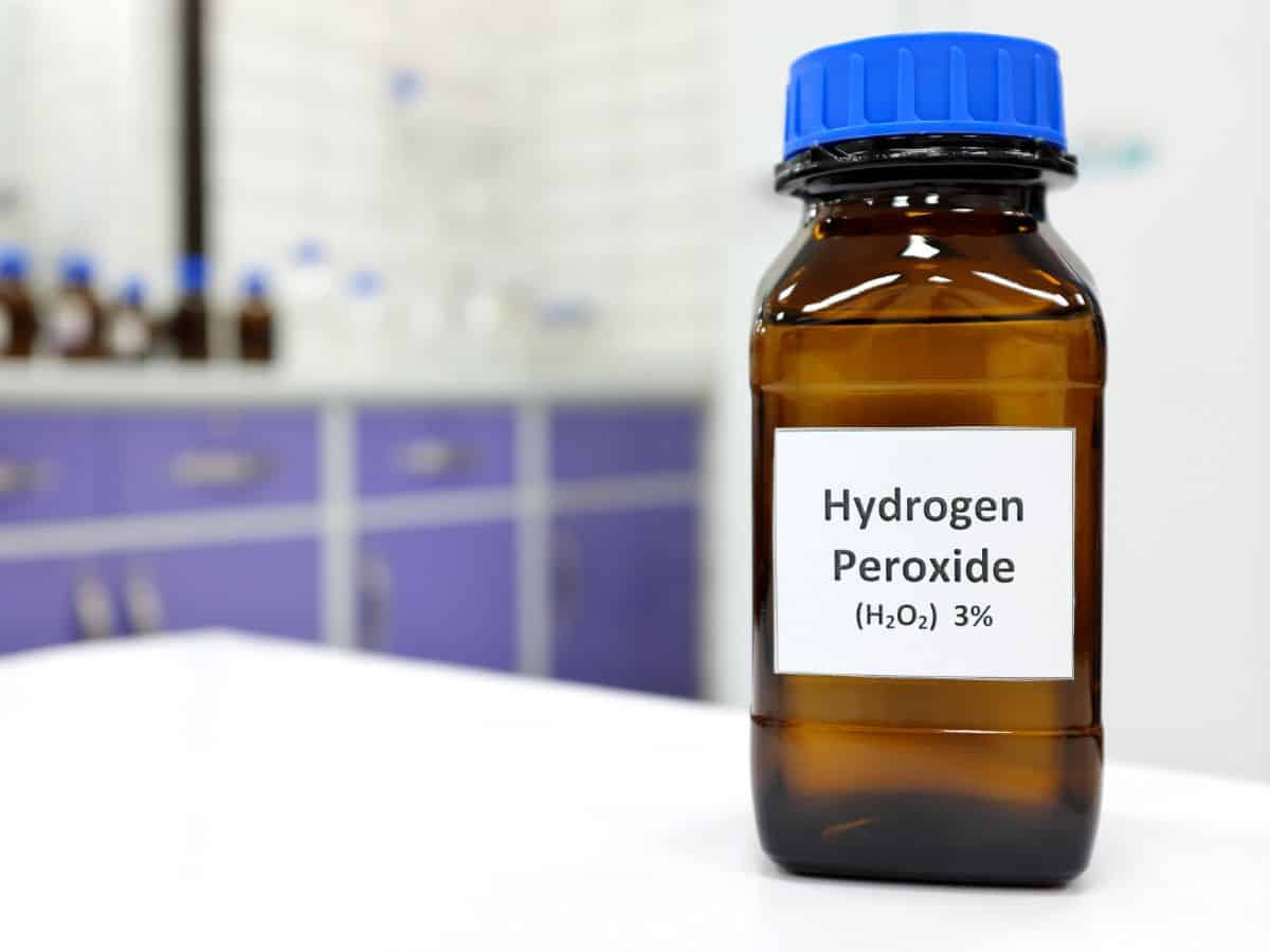 Bottle of hydrogen peroxide.