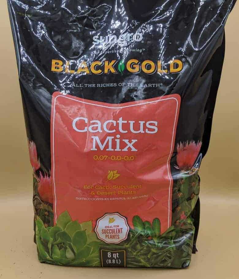 Black gold cactus mix in a bag.
